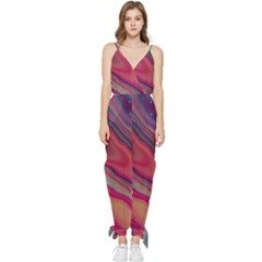 Stars Shimmering Galaxy Ocean Sleeveless Tie Ankle Chiffon Jumpsuit by Ravend