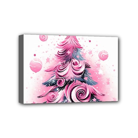 Winter Christmas Snow Xmas Tree Mini Canvas 6  X 4  (stretched) by Vaneshop