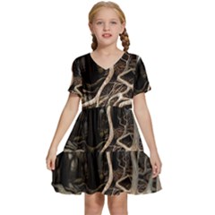 Tree Nature Landscape Forest Kids  Short Sleeve Tiered Mini Dress by Vaneshop