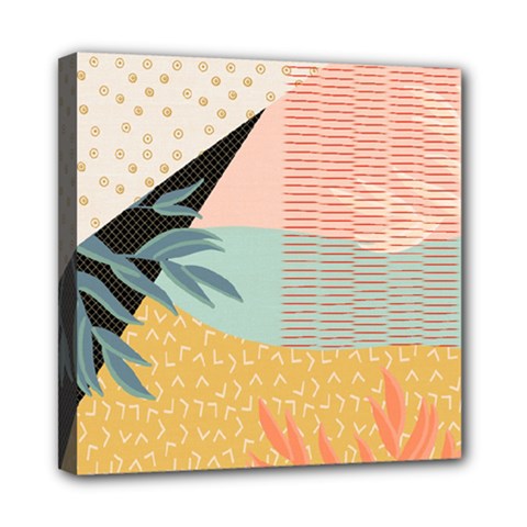 Leaves Pattern Design Colorful Decorative Texture Mini Canvas 8  X 8  (stretched) by Vaneshop