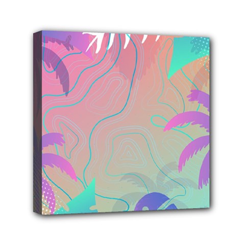 Palm Trees Leaves Plants Tropical Wreath Mini Canvas 6  X 6  (stretched) by Vaneshop