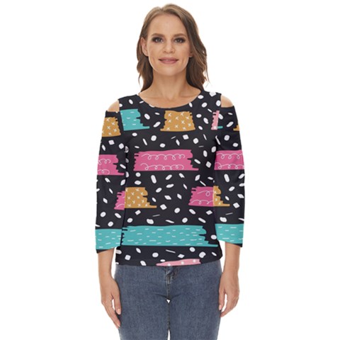 Art Pattern Design Wallpaper Background Print Patterns Cut Out Wide Sleeve Top by Vaneshop