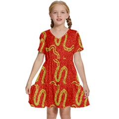 Background Ornamental Pattern Abstract Seamless Kids  Short Sleeve Tiered Mini Dress by Vaneshop