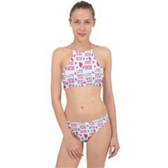 Love Mom Happy Mothers Day I Love Mom Graphic Halter Bikini Set by Vaneshop