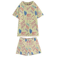 Love Mom Happy Mothers Day I Love Mom Graphic Pattern Kids  Swim T-shirt And Shorts Set by Vaneshop