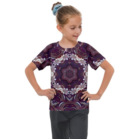 Rosette Kaleidoscope Mosaic Abstract Background Kids  Mesh Piece T-shirt by Vaneshop