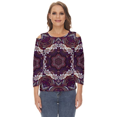 Rosette Kaleidoscope Mosaic Abstract Background Cut Out Wide Sleeve Top by Vaneshop