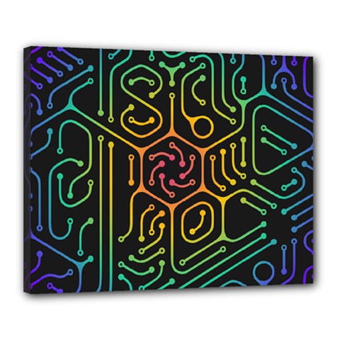 Circuit Hexagonal Geometric Pattern Background Pattern Canvas 20  X 16  (stretched) by Vaneshop