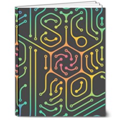 Circuit Hexagonal Geometric Pattern Background Pattern 8  X 10  Hardcover Notebook by Vaneshop