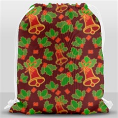 Christmas Wrapping Paper Drawstring Bag (large) by Pakjumat