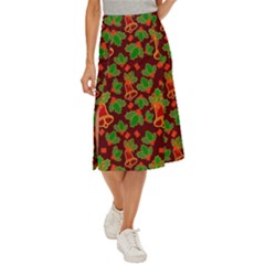 Christmas Wrapping Paper Midi Panel Skirt by Pakjumat