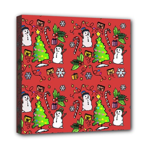 Santa Snowman Gift Holiday Mini Canvas 8  X 8  (stretched) by Pakjumat
