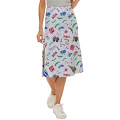 Illustration Christmas Pattern Midi Panel Skirt by Pakjumat