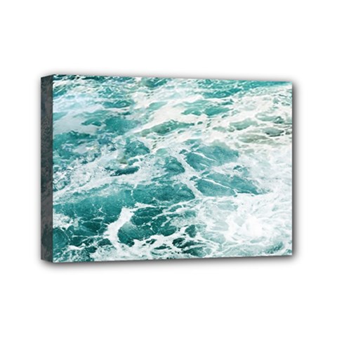 Blue Crashing Ocean Wave Mini Canvas 7  X 5  (stretched) by Jack14