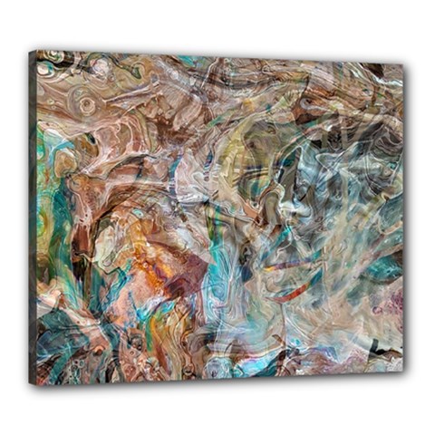 Green On Ochre Blend Canvas 24  X 20  (stretched) by kaleidomarblingart