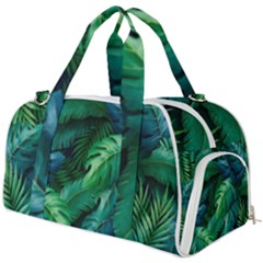 Tropical Green Leaves Background Burner Gym Duffel Bag by Amaryn4rt
