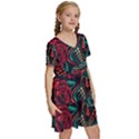 Vintage Flash Tattoos Designs Seamless Pattern Kids  Short Sleeve Tiered Mini Dress View3