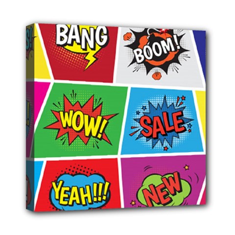 Pop Art Comic Vector Speech Cartoon Bubbles Popart Style With Humor Text Boom Bang Bubbling Expressi Mini Canvas 8  X 8  (stretched) by Amaryn4rt