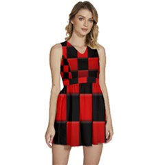 Black And Red Backgrounds- Sleeveless High Waist Mini Dress by Amaryn4rt