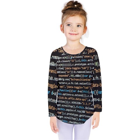 Close Up Code Coding Computer Kids  Long Sleeve T-shirt by Amaryn4rt