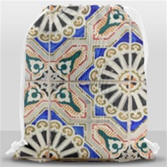 Ceramic-portugal-tiles-wall- Drawstring Bag (large) by Amaryn4rt