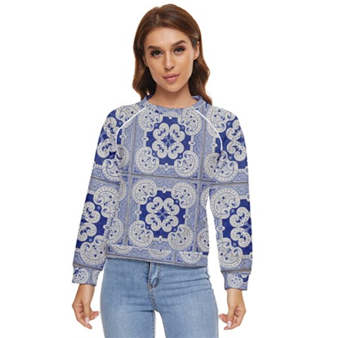 Ceramic-portugal-tiles-wall Women s Long Sleeve Raglan T-shirt by Amaryn4rt