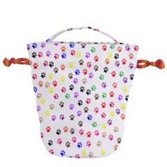 Paw Prints Background Drawstring Bucket Bag by Amaryn4rt