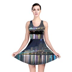 Cleveland Building City By Night Reversible Skater Dress by Amaryn4rt
