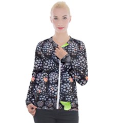 Blackberries-background-black-dark Casual Zip Up Jacket by Amaryn4rt