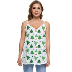 Christmas Trees Pattern Design Pattern Casual Spaghetti Strap Chiffon Top by Amaryn4rt