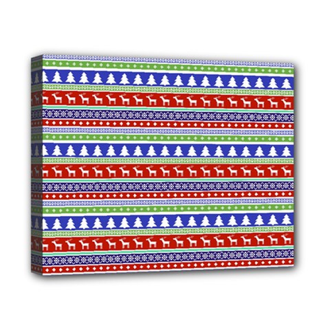 Christmas-color-stripes Pattern Canvas 10  X 8  (stretched) by Amaryn4rt