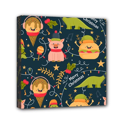 Colorful-funny-christmas-pattern Merry Christmas Xmas Mini Canvas 6  X 6  (stretched) by Amaryn4rt