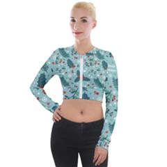 Seamless-pattern-with-berries-leaves Long Sleeve Cropped Velvet Jacket by Amaryn4rt