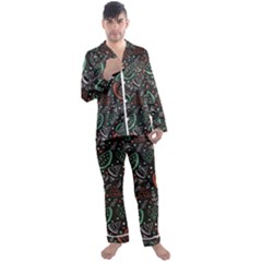 Seamless-vector-pattern-with-watermelons-mint -- Men s Long Sleeve Satin Pajamas Set by Amaryn4rt
