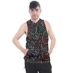 Seamless-vector-pattern-with-watermelons-mint -- Men s Sleeveless Hoodie by Amaryn4rt