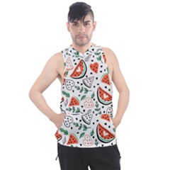 Seamless-vector-pattern-with-watermelons-mint Men s Sleeveless Hoodie by Amaryn4rt