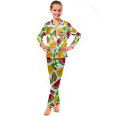 Watermelon-pattern-se-fruit-summer Kids  Satin Long Sleeve Pajamas Set by Amaryn4rt