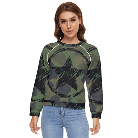 Military-camouflage-design Women s Long Sleeve Raglan T-shirt by Amaryn4rt