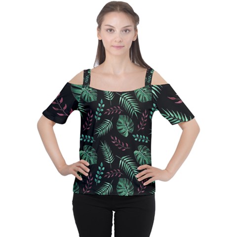 Memphis-seamless-patterns-abstract-jumble-textures Cutout Shoulder T-shirt by Amaryn4rt