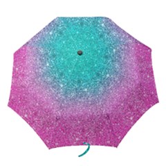 Pink And Turquoise Glitter Folding Umbrellas by Sarkoni