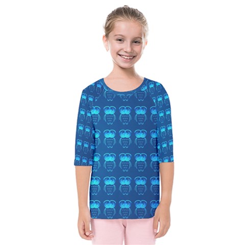 Bird Pattern Owl Drawing Kids  Quarter Sleeve Raglan T-shirt by Pakjumat