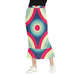 Circle Pattern Repeat Design Maxi Fishtail Chiffon Skirt by Pakjumat