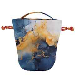 Abstract Marble Design Background Drawstring Bucket Bag by Pakjumat