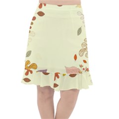 Autumn Border Frame Background Fishtail Chiffon Skirt by Pakjumat