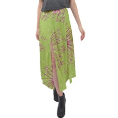 Dandelion Flower Background Nature Flora Drawing Velour Split Maxi Skirt by Pakjumat