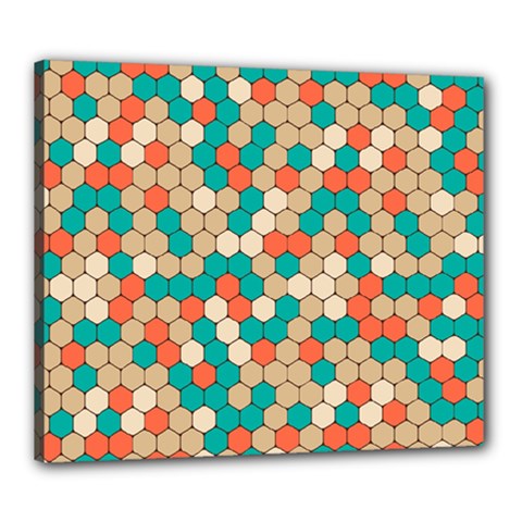 Multicolored Honeycomb Colorful Abstract Geometry Canvas 24  X 20  (stretched) by Pakjumat