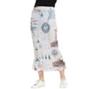 Nautical Lighthouse Vintage Postcard French Writing Maxi Fishtail Chiffon Skirt View1