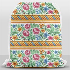 Flower Fabric Design Drawstring Bag (large) by Pakjumat