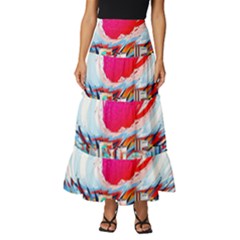 Artistic Psychedelic Art Tiered Ruffle Maxi Skirt by Modalart
