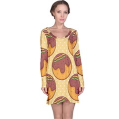 Takoyaki Food Seamless Pattern Long Sleeve Nightdress by Sarkoni